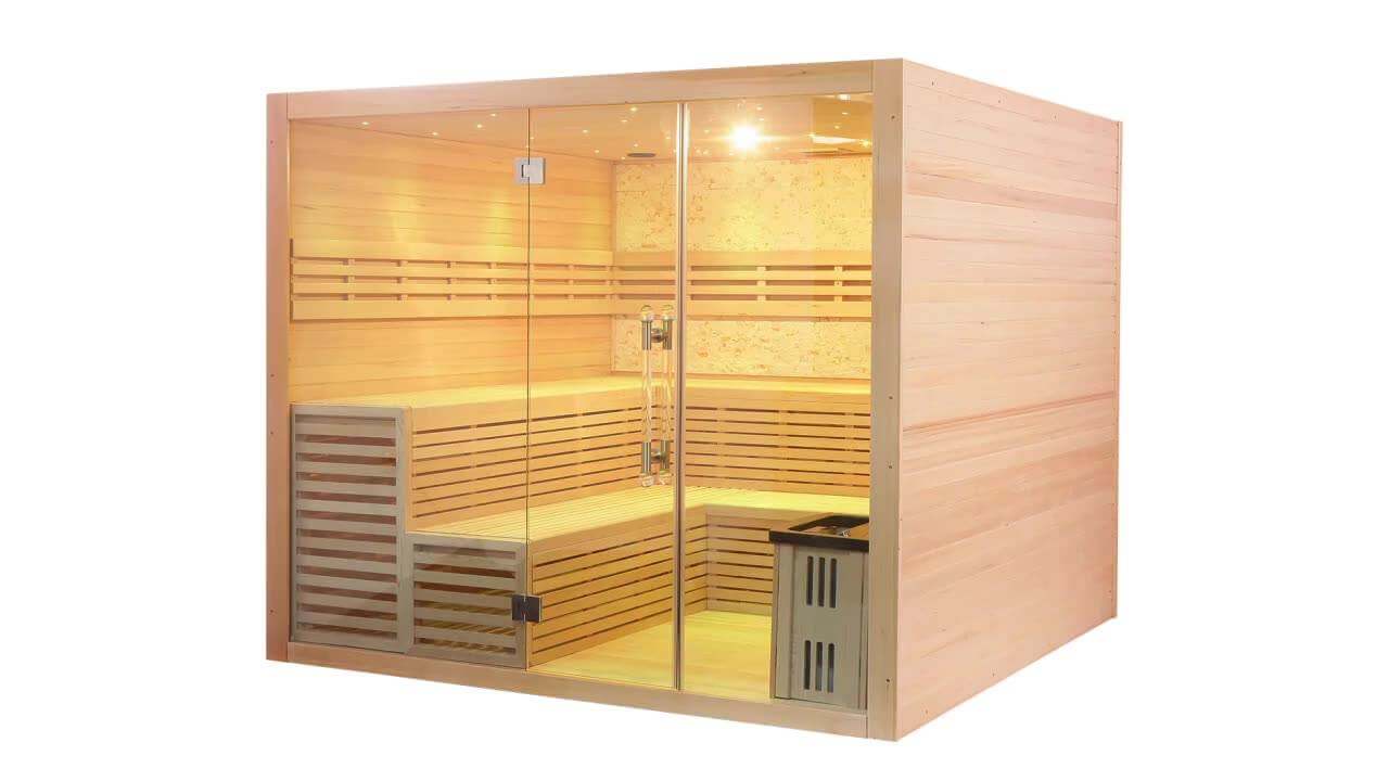 Product Description 01.Introduction The traditional steam sauna is the perfect way to relax and rejuvenate in the comfort of your own home. The included Harvia heater produces up to 195°F, while the barrel and spoon allow you to add water to the heater st