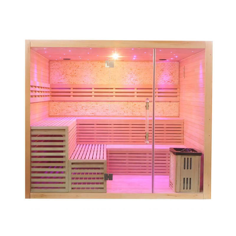 Product Description 01.Introduction The traditional steam sauna is the perfect way to relax and rejuvenate in the comfort of your own home. The included Harvia heater produces up to 195°F, while the barrel and spoon allow you to add water to the heater st