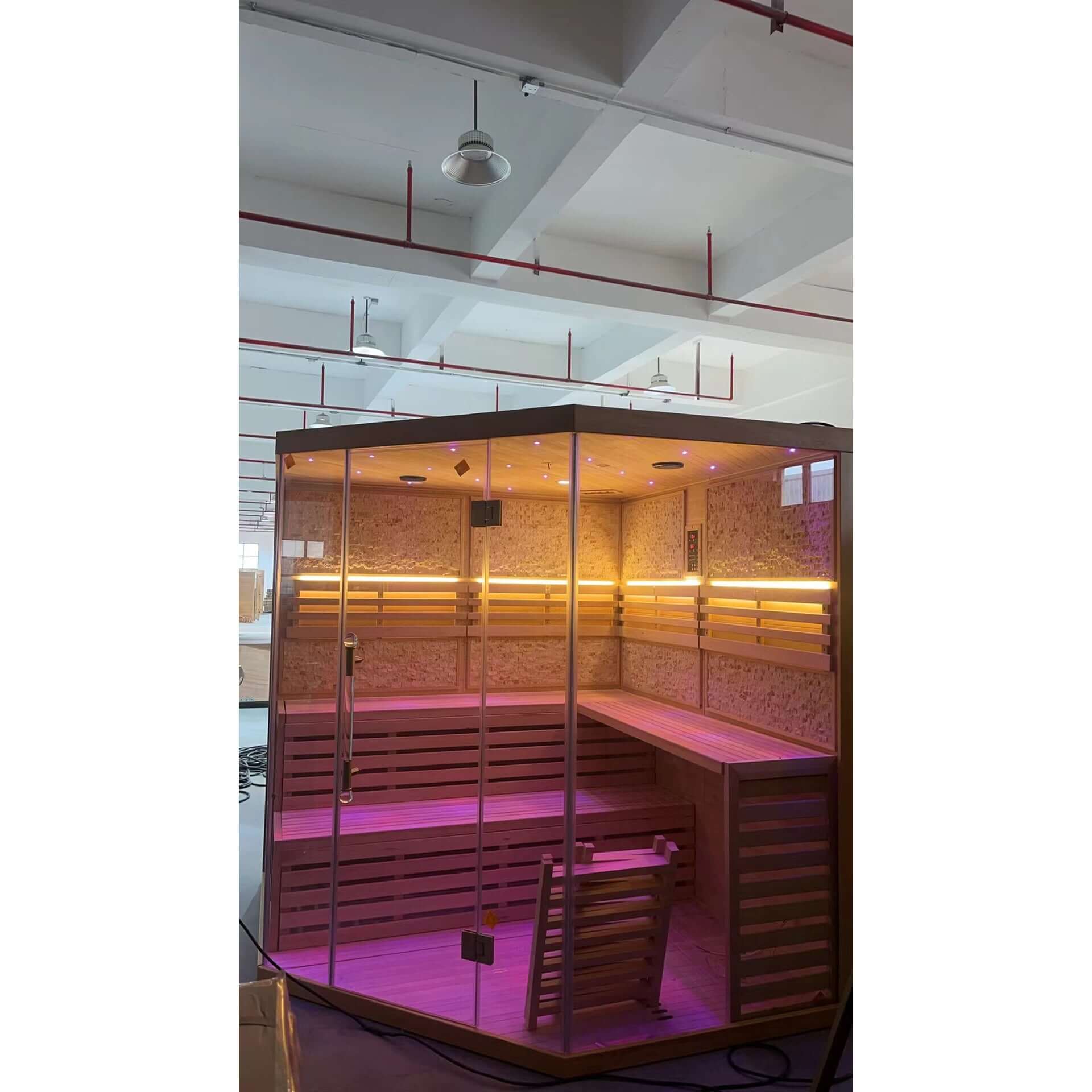 Product Description 01.Introduction The traditional steam sauna is the perfect way to relax and rejuvenate in the comfort of your own home. The included Harvia heater produces up to 195°F, while the barrel and spoon allow you to add water to the heater st