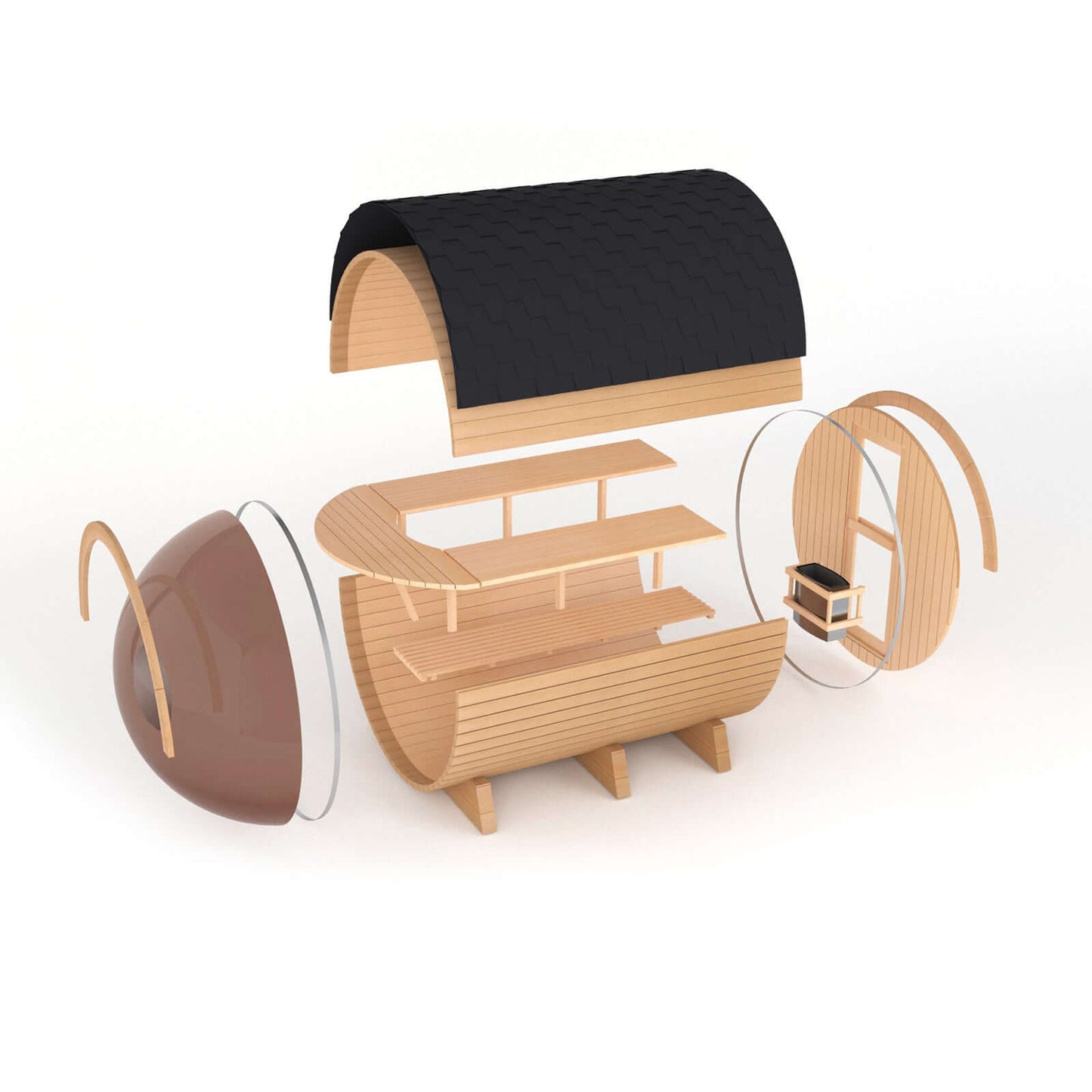 The SAUNA EVOLUTION Barrel Sauna Serenity Nature Air 4 is a natural oasis designed for relaxation and rejuvenation. Made from high-quality solid wood, this wooden sauna is the perfect way to connect with nature while enjoying the benefits of sauna therapy