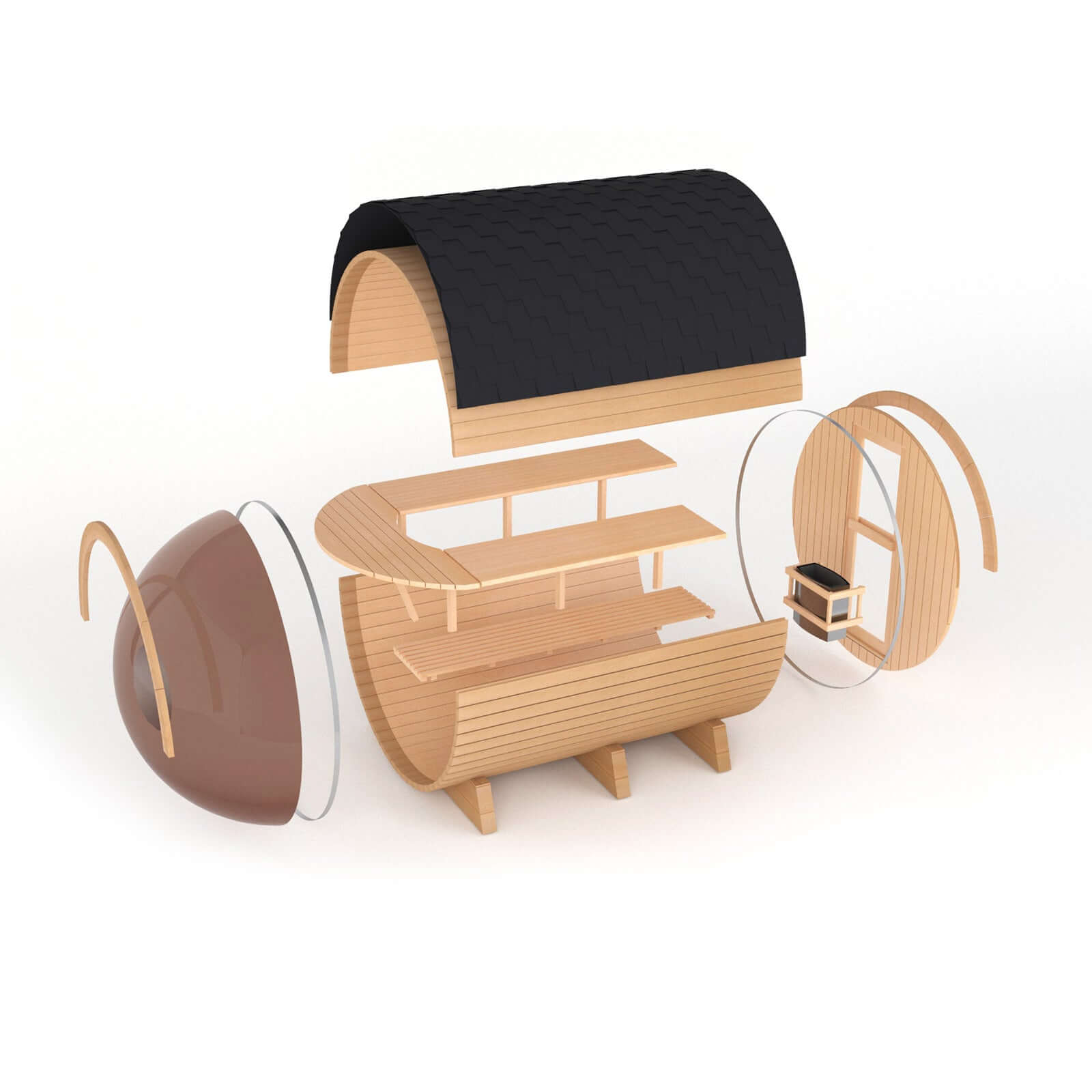 The SAUNA EVOLUTION Barrel Sauna Serenity Nature Air 4 is a natural oasis designed for relaxation and rejuvenation. Made from high-quality solid wood, this wooden sauna is the perfect way to connect with nature while enjoying the benefits of sauna therapy