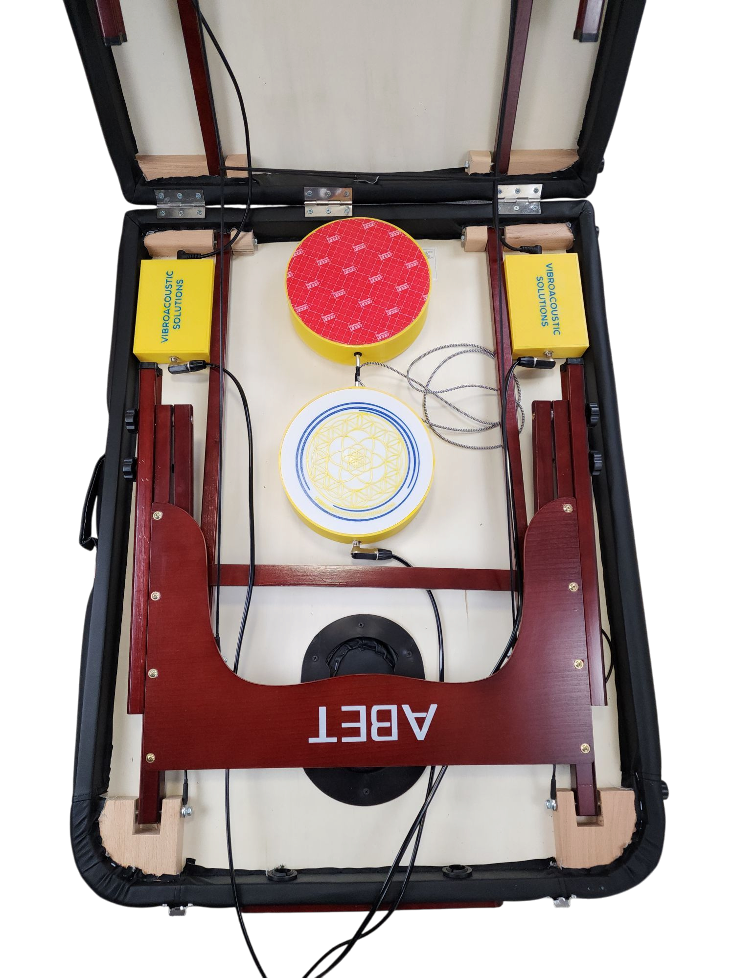 Professional Vibroacoustic Therapy Massage Table Attachment Bundle with Custom Bluetooth Amplifier and 50-Watt RMS Transducers - Transform Any Standard Massage Table into Advanced Sound Healing System Product Summary Experience the future of therapeutic w