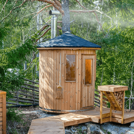 Experience the charm of our wooden cabin sauna, designed with you in mind. This compact yet spacious circular sauna is a versatile gem that can easily find its place in any corner of your garden. It's not just a sauna; it's your personal oasis. Key Featur