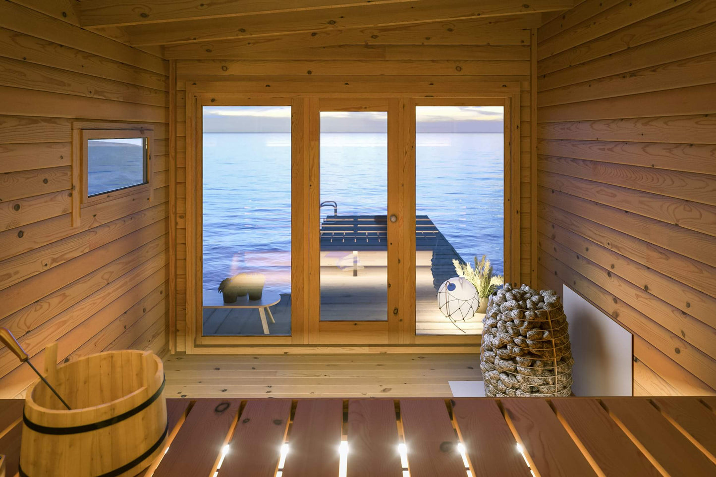 'Subtle, Serene, and Refreshing,' perfectly encapsulates the essence of the SAUNA EVOLUTION Cabin Sauna Eco Oasis 3. This delightful and fully-equipped sauna cabin measures 4 square meters, offering a cozy haven that's both charming and practical. Adorned