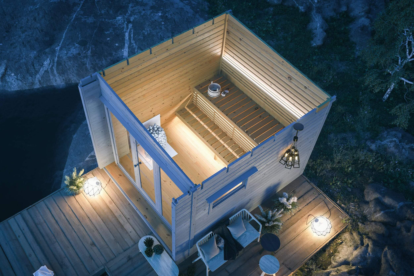 'Subtle, Serene, and Refreshing,' perfectly encapsulates the essence of the SAUNA EVOLUTION Cabin Sauna Eco Oasis 3. This delightful and fully-equipped sauna cabin measures 4 square meters, offering a cozy haven that's both charming and practical. Adorned