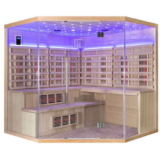 🌟 SAUNA EVOLUTION™ 5-6 People Traditional Steam And Far Infrared Sauna Room Luxury 4Immerse yourself in the perfect blend of style and functionality with our dual-system sauna room. This unique sauna allows users to experience the benefits of both tradit