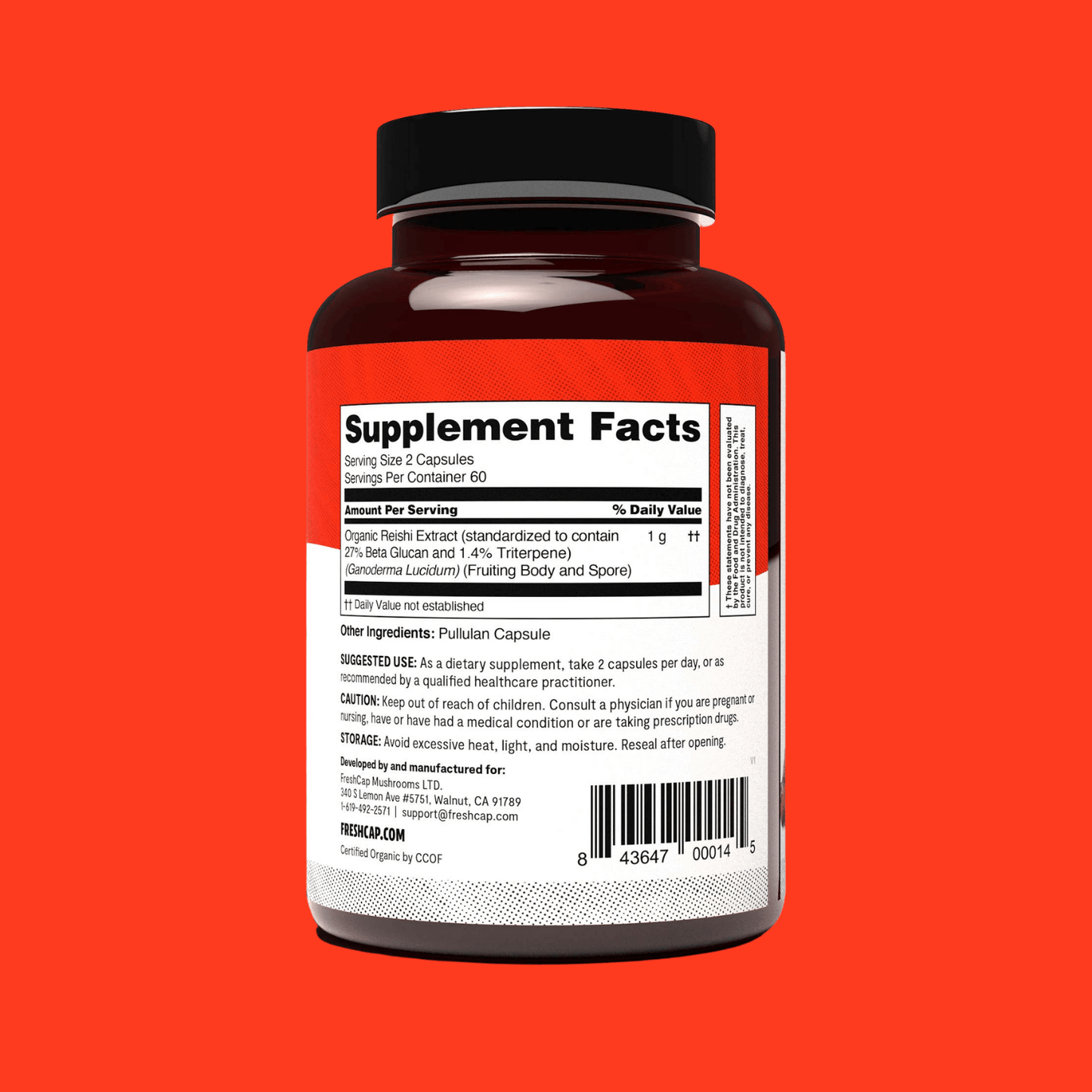 Premium Reishi mushroom supplement for relaxation and stress support. Dual-extracted for maximum potency, delivering 14,000mg raw mushroom power for balanced wellness.