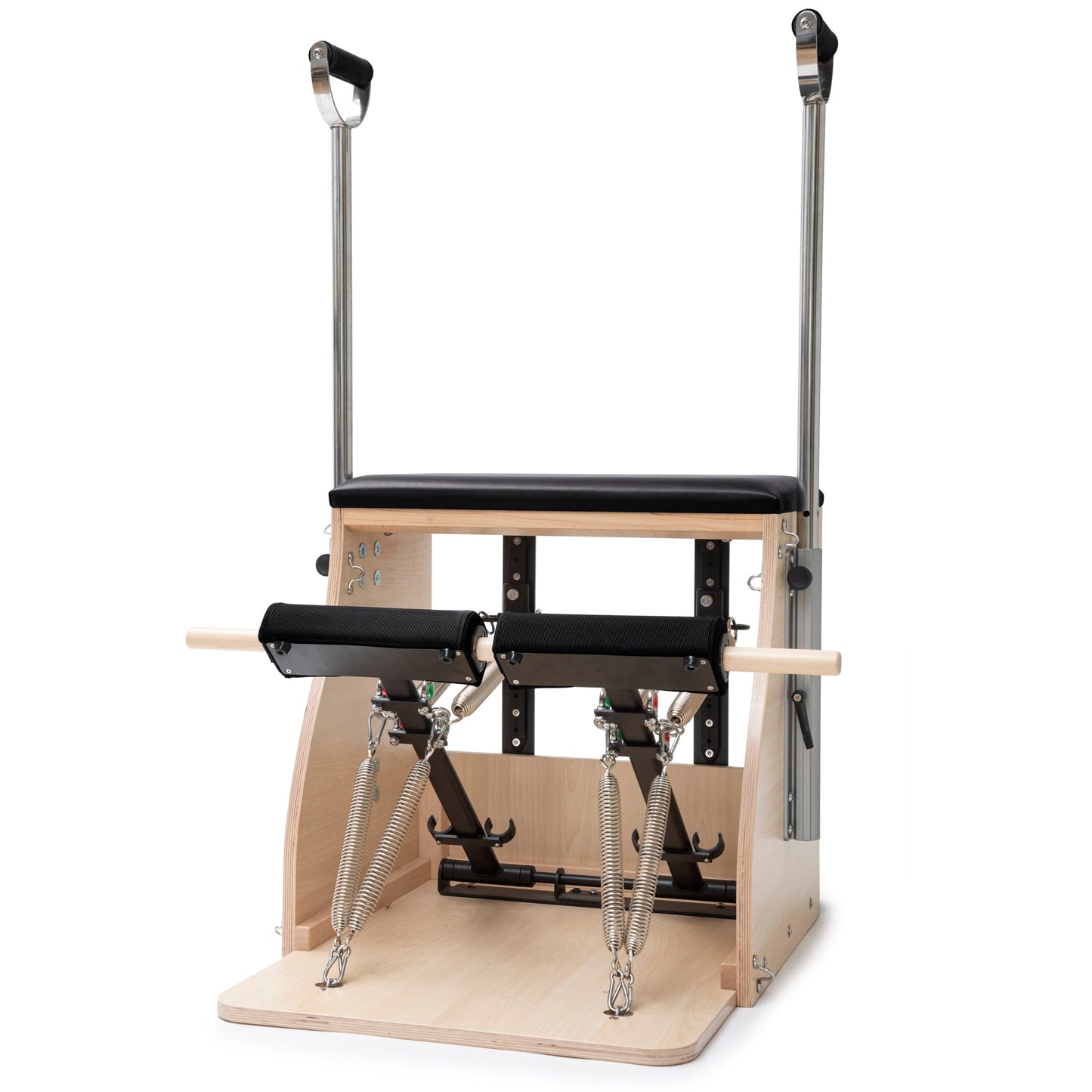 Made of high quality wood. Perfect stability Special padded system for foot bars. With innovative lower spring system for reverse resistance. Spring anchoring system on the rear bar in different positions. Springs: 2 medium resistance – Green, 2 high resi