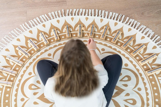 The complete setup of Energy Chimes offers all 16 planetary and chakra tunings in one set. This professional energy chime set is ideal for meditation, yoga, therapeutics, sound healing, and spiritual practices. Position the chimes on the specified body re