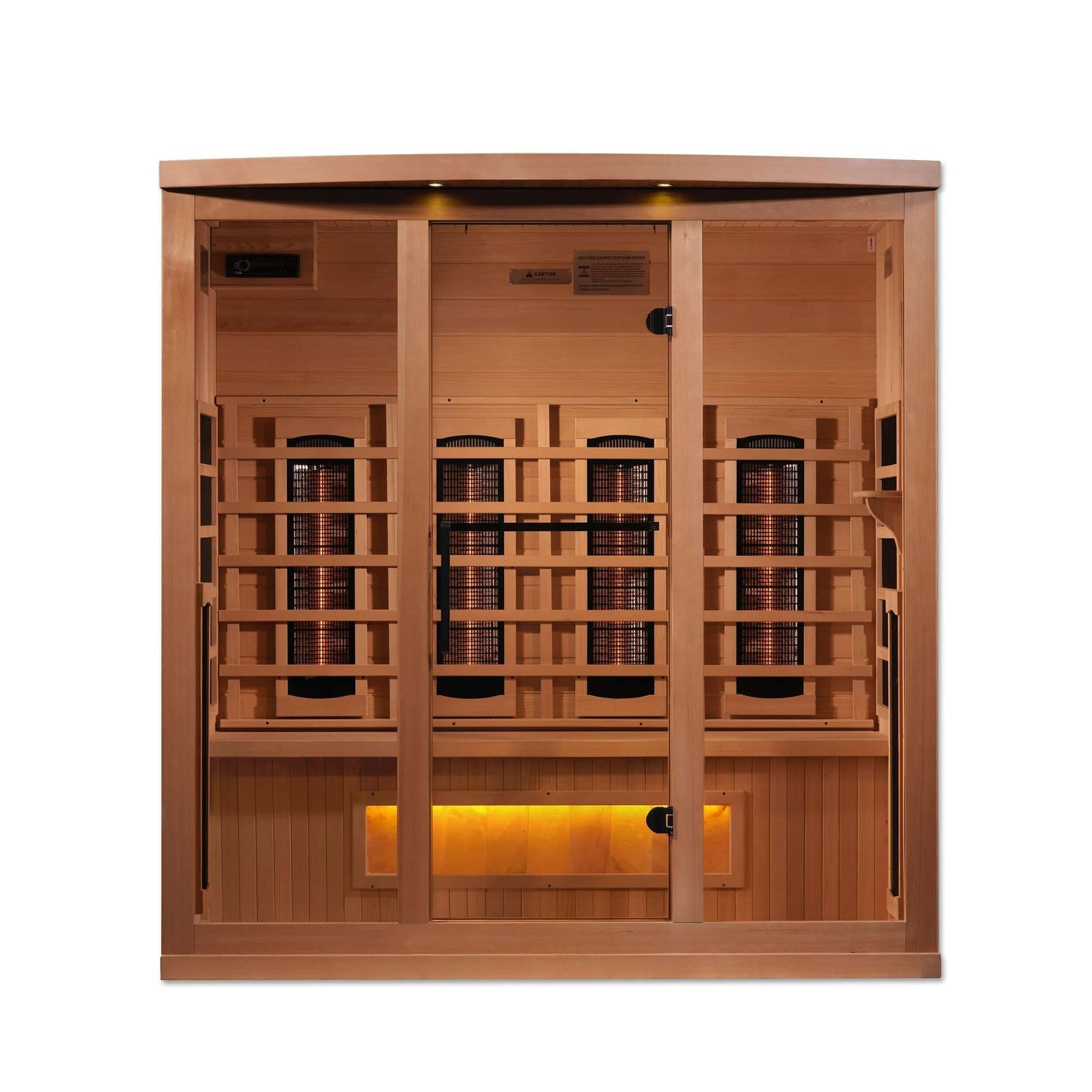 SAUNA EVOLUTION Full Spectrum 8000 Reserve Series with Himalayan Salt is constructed of 100% Canadian Hemlock Fir and easily assembled by two adults. Heating panels feature PureTech™ Heating Technology that uses NEAR, MID and FAR wavelengths to deliver fu