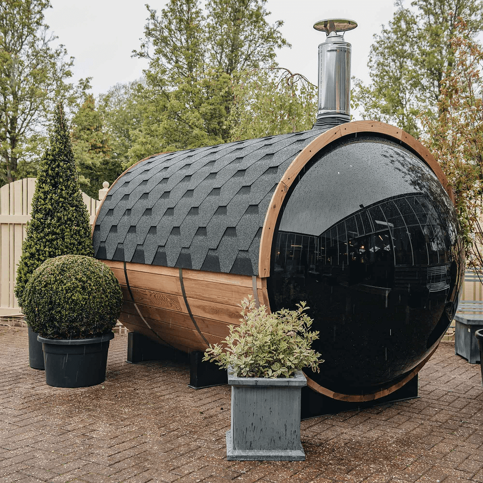 The SAUNA EVOLUTION Barrel Sauna Serenity Nature Air 4 is a natural oasis designed for relaxation and rejuvenation. Made from high-quality solid wood, this wooden sauna is the perfect way to connect with nature while enjoying the benefits of sauna therapy