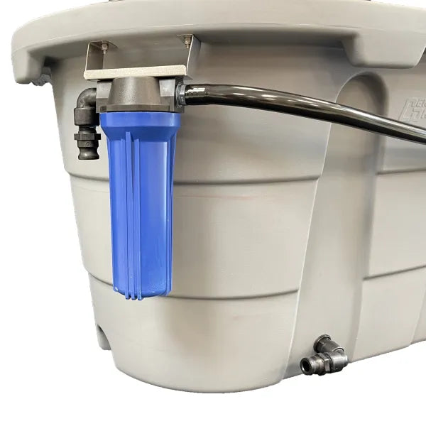 Cold Therapy Chiller & Uninsulated Tub Package: Plug & Play – No Tools Needed Package Includes: 100-gallon tub (53″ x 31″ x 26″ external / 47″ x 25″ x 26″ internal) Attached filter canister with 150-micron washable/reusable filter Inline screen – coarse f