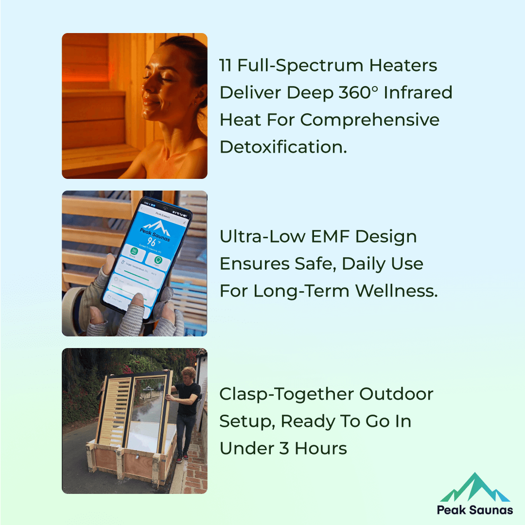 Reach the Peak of Outdoor Luxury with Kilimanjaro Expansive. Architectural. Unapologetically premium. Introducing the Peak Saunas Kilimanjaro—a commanding 5-person outdoor infrared sauna that redefines what’s possible in open-air wellness. Built for famil