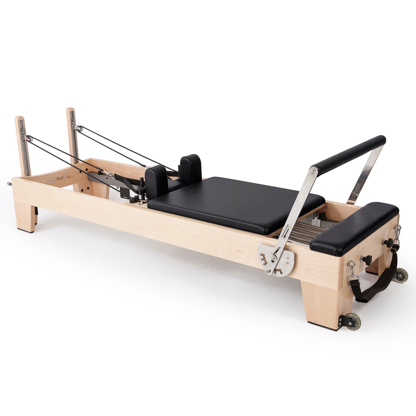 The Elite reformer from Elina Pilates stands out as a high-performance, professional reformer. This very innovative machine is made from rock maple wood and stainless steel metal parts. A distinctive feature of the Elite is its ability to be stacked, very