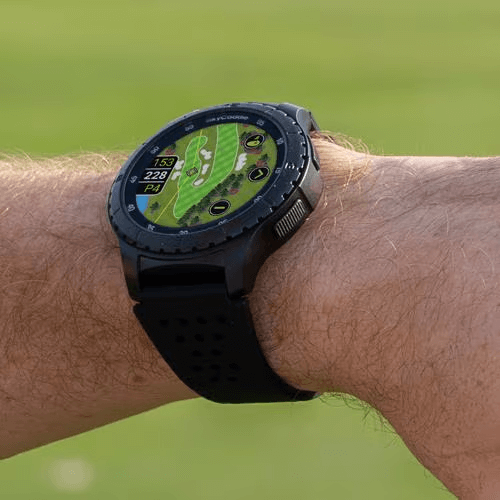 Golf’s largest and brightest color touchscreen measuring 1.39” (3.5 cm) Preloaded with over 35,000 of SkyGolf's ground-verified, error-corrected maps for unmatched accuracy Full HD graphics for stunning HoleVue® and IntelliGreen® imagery Powered by ultra-