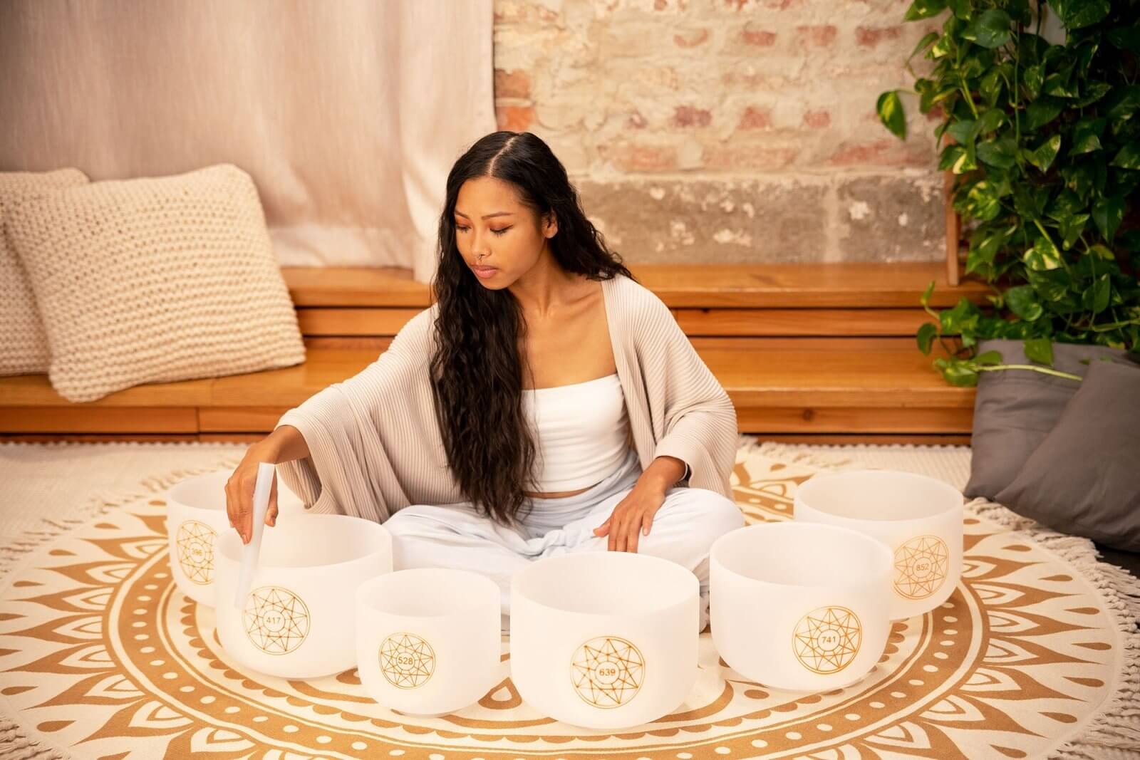 Discover the power of ancient Solfeggio frequencies (Ut, Re, Mi, Fa, Sol, La) with this exquisite set of 6 white-frosted Crystal Quartz Singing Bowls. Each bowl is carefully crafted from high-purity quartz and tuned to promote healing, balance, and well-b
