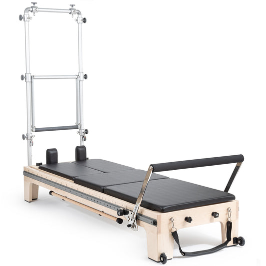 The Twin Reformer from Elina Pilates offers a multitude of benefits, highlighting its exceptional versatility that makes it the perfect choice to stimulate your creativity and keep your Pilates workout always fresh. With its double carriage design and res