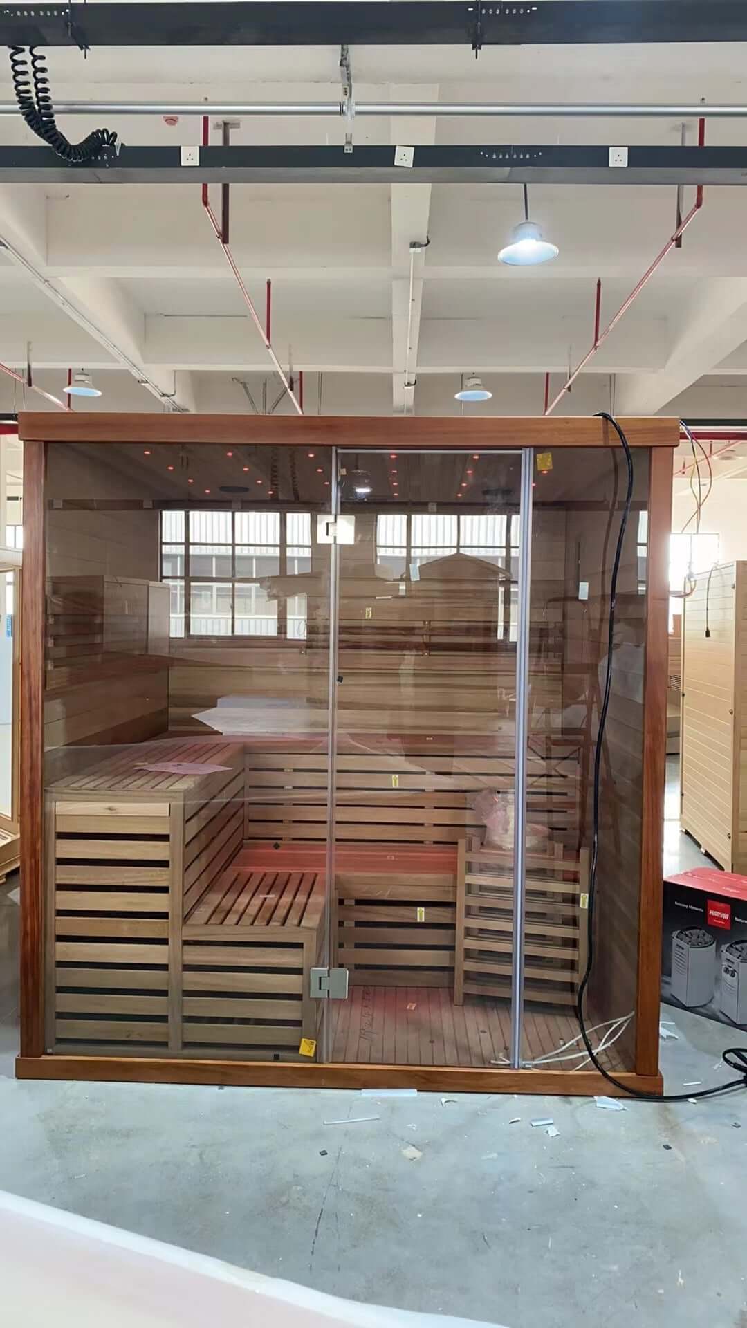Product Description 01.Introduction The traditional steam sauna is the perfect way to relax and rejuvenate in the comfort of your own home. The included Harvia heater produces up to 195°F, while the barrel and spoon allow you to add water to the heater st