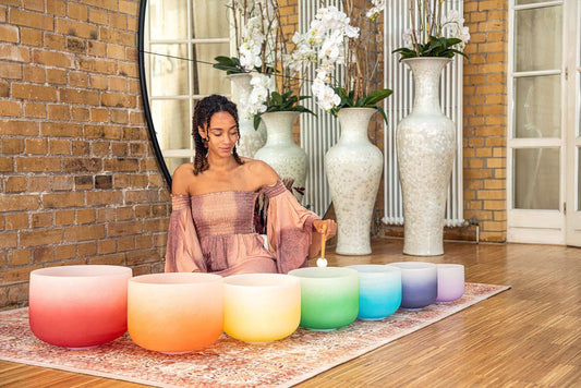 Are you tired of looking at poorly made color singing bowls online? This premium Crystal Singing Bowl Chakra Set stands apart with its gradient color design, large size from 8" to 14", and unmatched quality control with pure sound characteristics. The uni