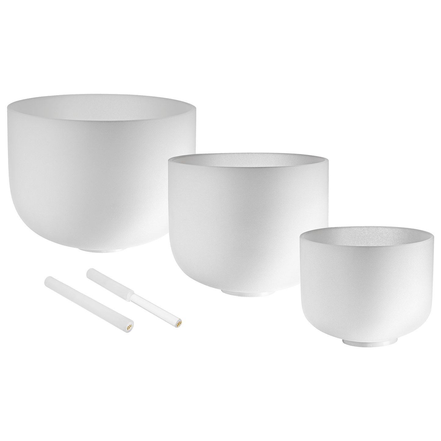 A perfect match of 3 Crystal Singing Bowls. Easily produce harmonious sounds and start delivering high-quality sound baths right away. Experience a unique resonance with this Pure Harmony Set. The hand-selected notes F4, D4, and C4 in 432 Hz Tuning delive