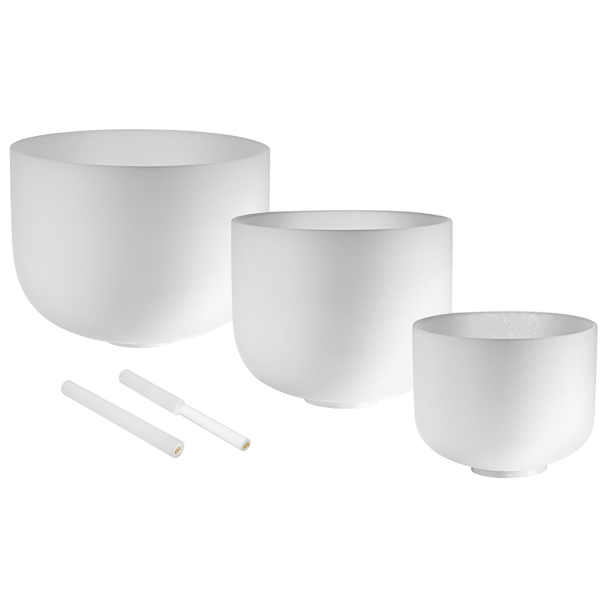 A perfect match of 3 Crystal Singing Bowls. Easily produce harmonious sounds and start delivering high-quality sound baths right away. Experience a unique resonance with this Pure Harmony Set. The hand-selected notes F4, D4, and C4 in 432 Hz Tuning delive