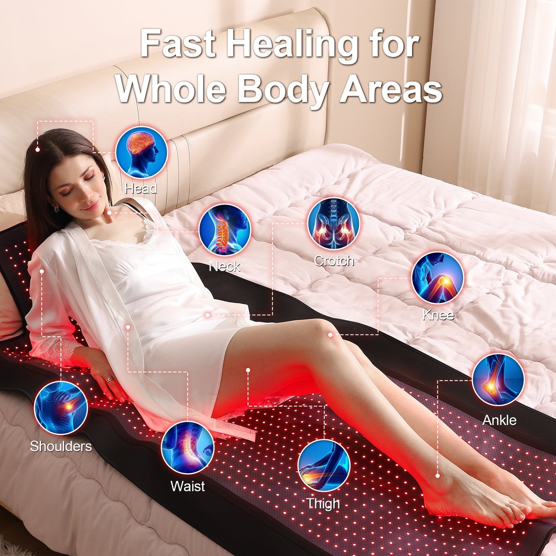 Perfect for Everyone: With its spacious 71.4 x 33.0-inch size, this red light therapy mat offers unmatched versatility and convenience. Whether you're soothing sore muscles post-workout, enhancing relaxation during a spa session, or enjoying therapy on th