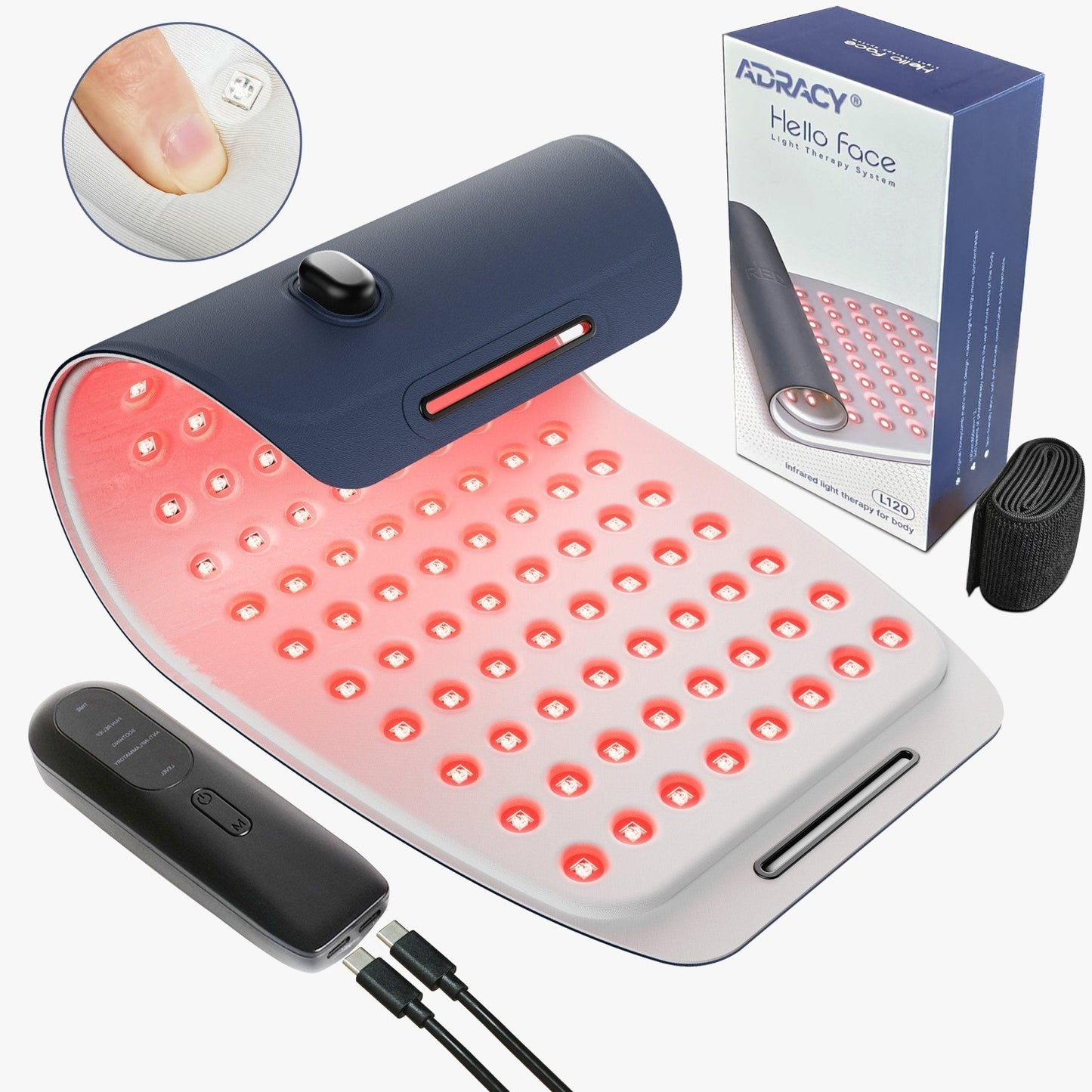 【Dual-Wavelength Red Light Therapy】 Featuring 120 upgraded 3-in-1 LED beads, our red light therapy belt combines 630nm red light with 850nm near-infrared light for maximum effectiveness. This dual-spectrum design stimulates collagen production, reduces wr