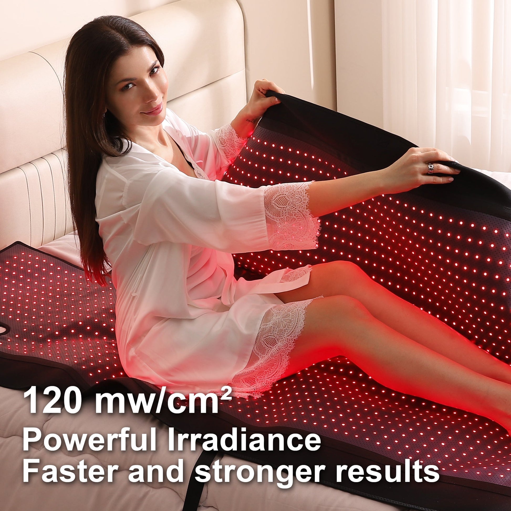 Whole-Body Red Light Therapy for Home Use: Experience the benefits of the Whole-Body Red Light Therapy Mat, featuring 2,570 light beads emitting dual wavelengths (660nm and 850nm). This innovative spectrum delivers comprehensive therapy, effectively addre