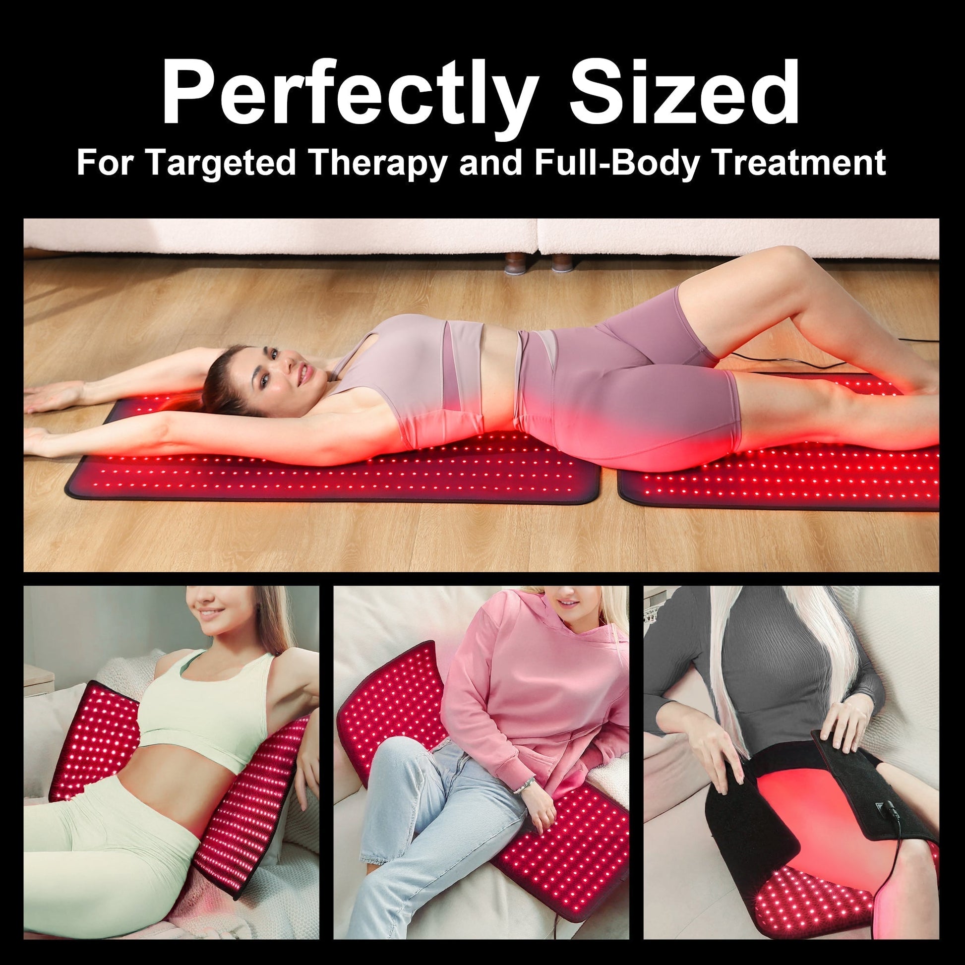 【Optimal Size for Maximum Comfort】Measuring 23.6 x 38 inches, this generously sized red light therapy mat provides ample space for a comfortable and immersive experience. It effectively addresses lower back and overall back pain in one session. Despite it