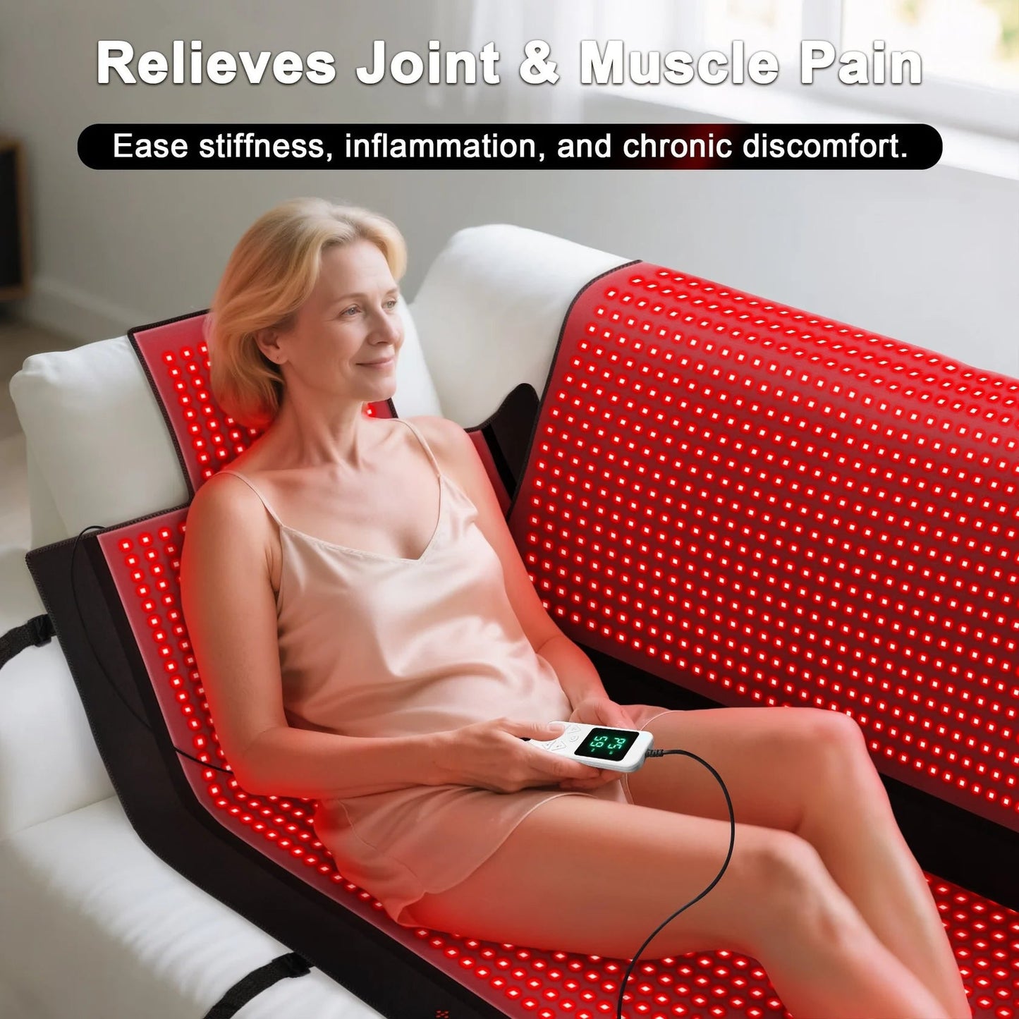 Experience full-body wellness with the LumyHealth Red Light Therapy Recovery Bag. Powered by 2,570 medical-grade LEDs, this device delivers targeted 660nm and 850nm wavelengths to support pain relief, muscle recovery, and healthy aging. Its premium TPU-co