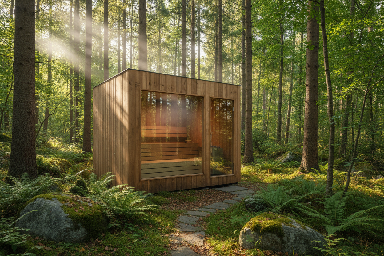 outdoor sauna with nature
