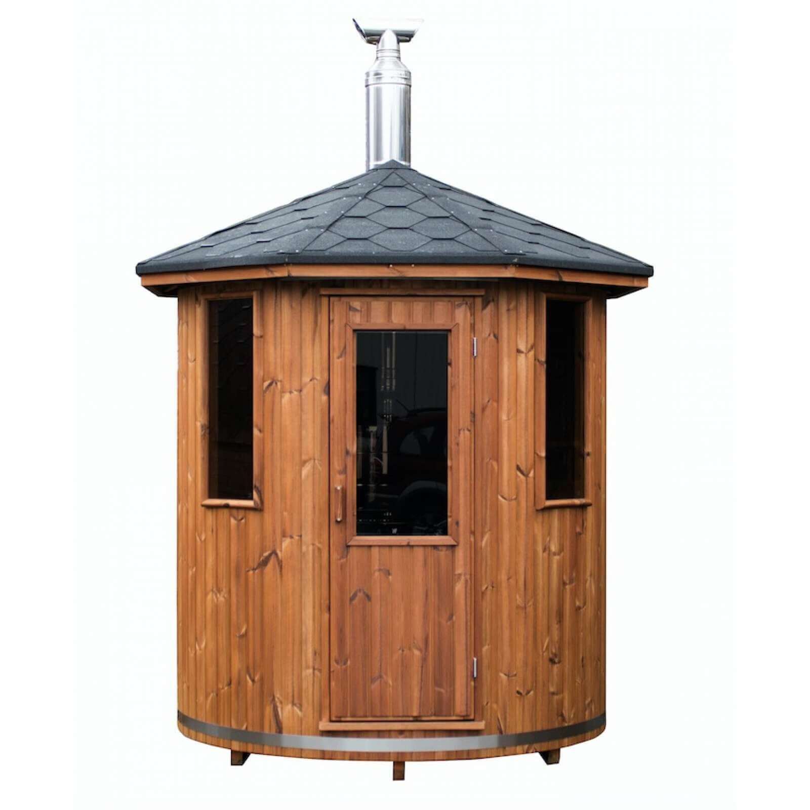 Experience the charm of our wooden cabin sauna, designed with you in mind. This compact yet spacious circular sauna is a versatile gem that can easily find its place in any corner of your garden. It's not just a sauna; it's your personal oasis. Key Featur