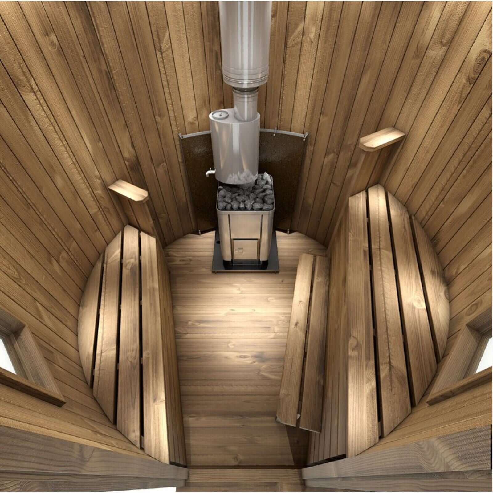 Experience the charm of our wooden cabin sauna, designed with you in mind. This compact yet spacious circular sauna is a versatile gem that can easily find its place in any corner of your garden. It's not just a sauna; it's your personal oasis. Key Featur