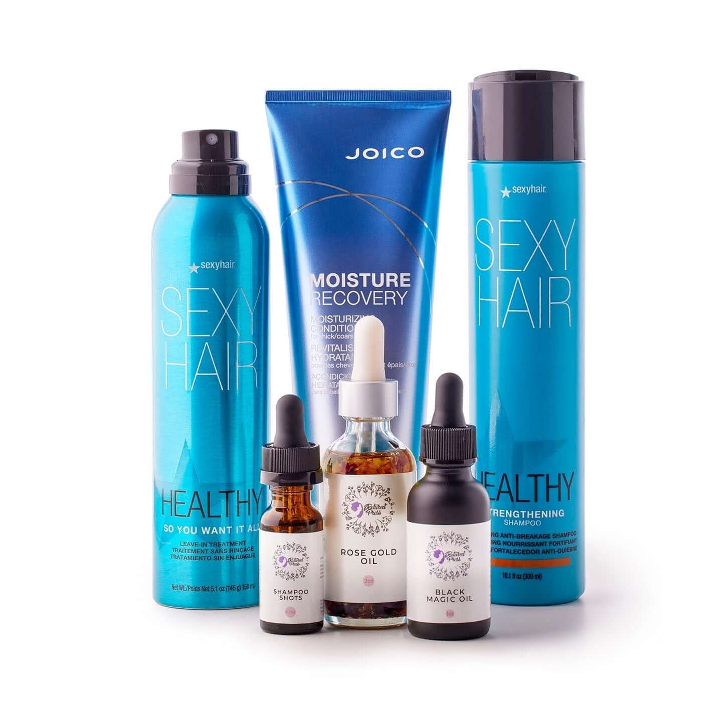 Step up your hair game with the Ultimate Hair Care Kit. This kit's got everything you need to keep your hair on point, whether you're rocking protective styles, flaunting your natural curls, or going sleek and straight. Say goodbye to bad hair days and he