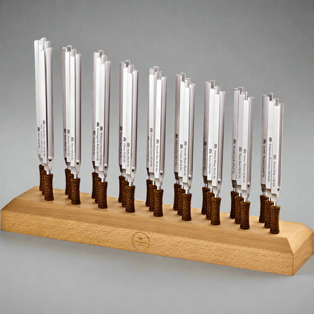 This set includes all 27 Planetary Tuned Therapy Tuning Forks with premium weighted steel. These Weighted Steel Forks are manufactured in Germany according to Hans Cousto's calculation (The Cosmic Octave). Each tuning fork is tuned exactly to the frequenc