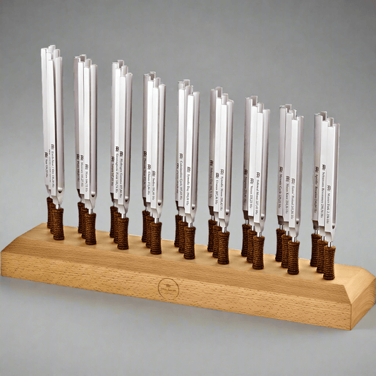 This set includes all 27 Planetary Tuned Therapy Tuning Forks with premium weighted steel. These Weighted Steel Forks are manufactured in Germany according to Hans Cousto's calculation (The Cosmic Octave). Each tuning fork is tuned exactly to the frequenc