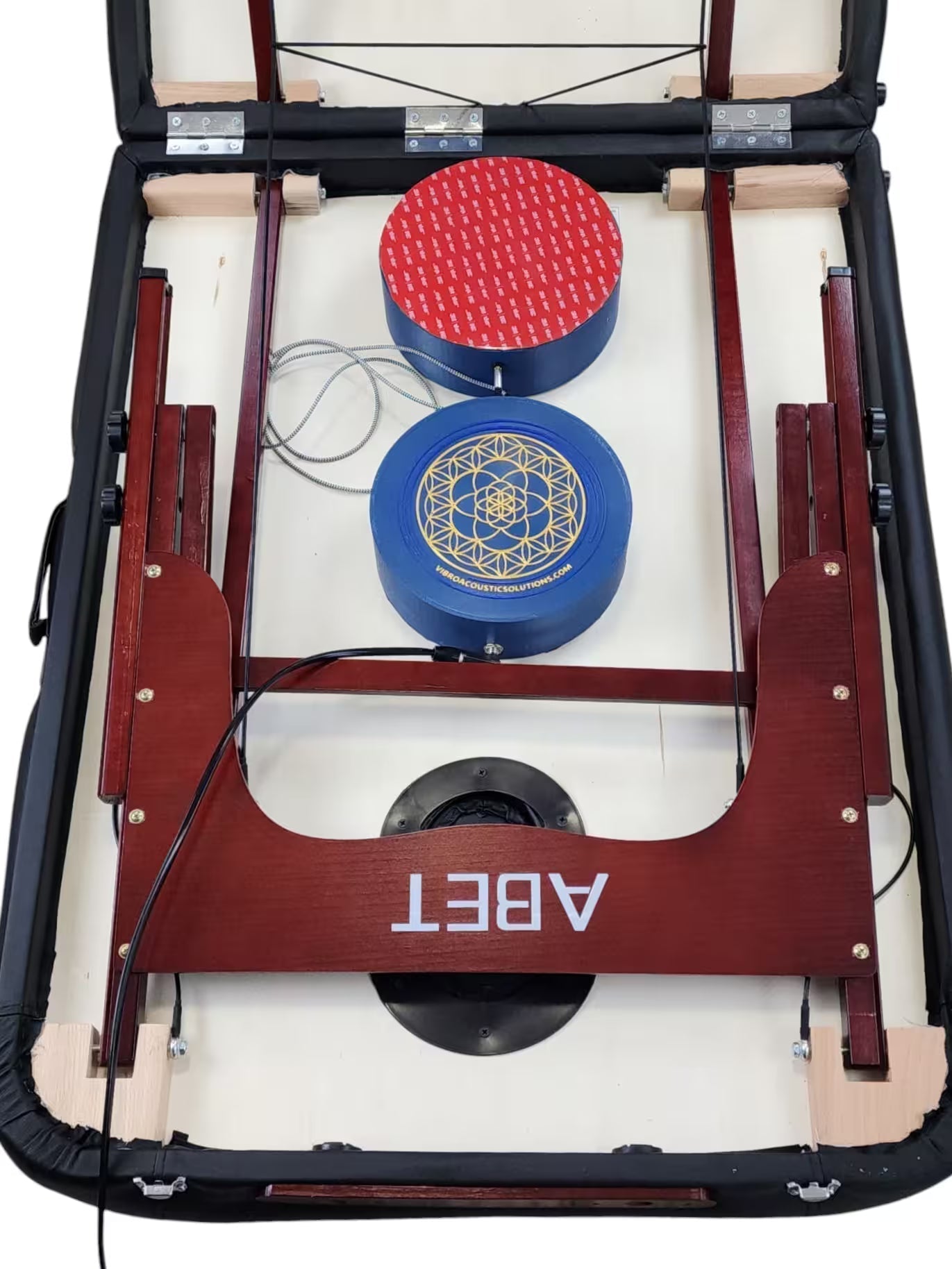 Professional Vibroacoustic Therapy Massage Table Attachment Bundle with Custom Bluetooth Amplifier and 35-Watt RMS Transducers - Transform Any Standard Massage Table into Advanced Sound Healing System Product Summary Experience the future of therapeutic w