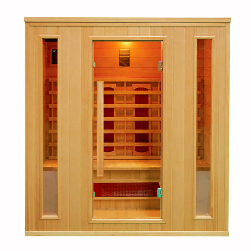 Product Description 01.Introduction Far-infrared sauna room is a new generation of sauna equipment heated byfull spectrum and carbon panel, with wooden sauna house as the carrier. The heating plate is inlaid around the sauna room, the heating is even and
