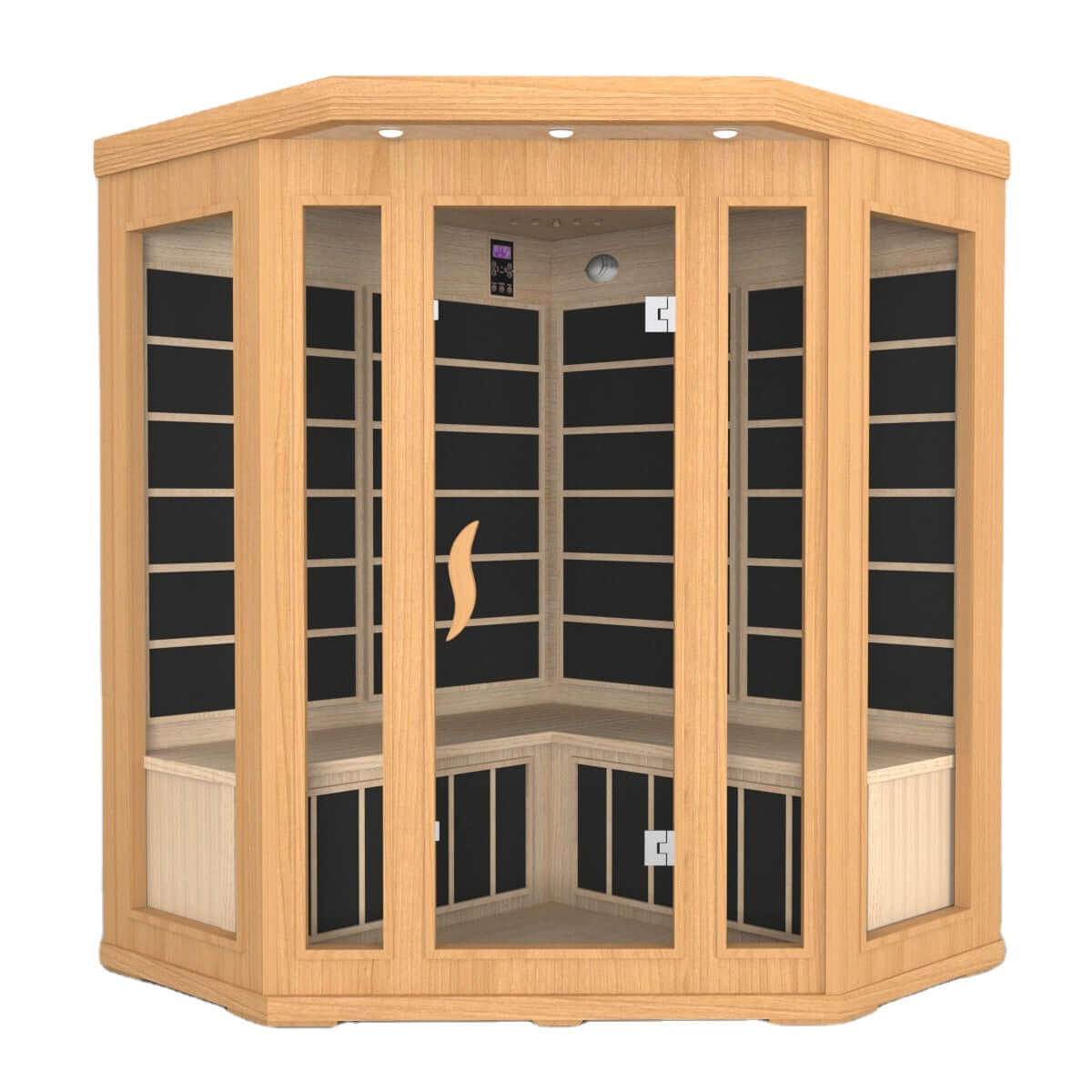 Product Description 01.Introduction Far-infrared sauna room is a new generation of sauna equipment heated byfull spectrum and carbon panel, with wooden sauna house as the carrier. The heating plate is inlaid around the sauna room, the heating is even and