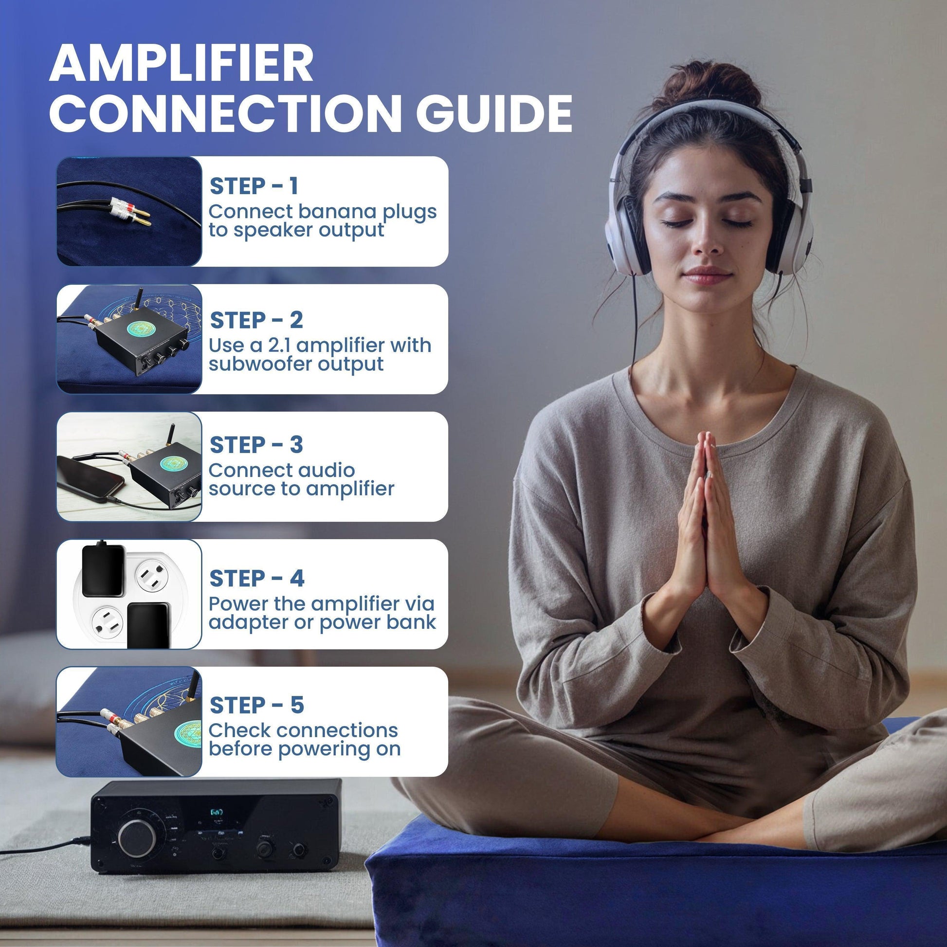 Special Promotional Bundle including: Meditation Cushion with Custom Amplifier Headphones Eye mask Immersive Sound with Vibroacoustic Meditation Cushion: Experience the Power of Vibroacoustic Therapy Enhance your meditation practice with our Immersive Vib