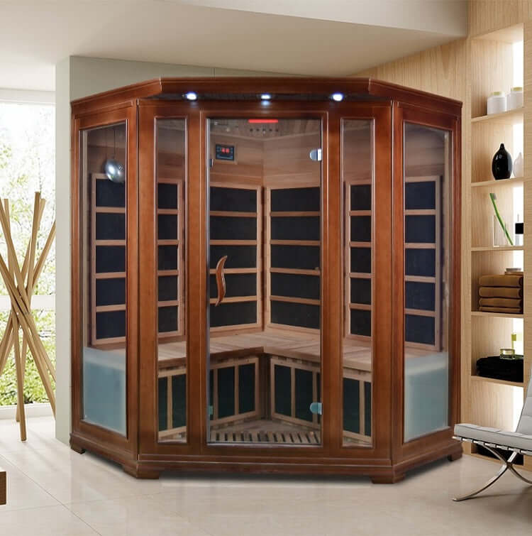 Product Description 01.Introduction Far-infrared sauna room is a new generation of sauna equipment heated byfull spectrum and carbon panel, with wooden sauna house as the carrier. The heating plate is inlaid around the sauna room, the heating is even and