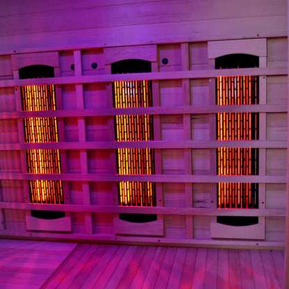 Product Description 01.Introduction Far-infrared sauna room is a new generation of sauna equipment heated byfull spectrum and carbon panel, with wooden sauna house as the carrier. The heating plate is inlaid around the sauna room, the heating is even and