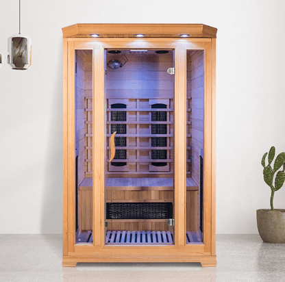 Product Description 01.Introduction Far-infrared sauna room is a new generation of sauna equipment heated byfull spectrum and carbon panel, with wooden sauna house as the carrier. The heating plate is inlaid around the sauna room, the heating is even and