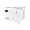 ½ HP (HE) Water Chiller 5,750 BTU/hr 1″ NPT inlet/outlet ports (female threaded PVC) Titanium Heat Exchanger = Reef Tank Safe Recommended operating range ~40°F to ~100°F 56 dBA 6′ Power Cord 110 – 120 Volts / 450 Watts / 3.9 Amps 16.25”W x 14.75”D x 12”H