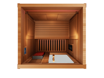 Reach the Peak of Wellness with Rainier Luxury. Performance. Precision. All in one. Introducing the Peak Saunas Rainier—a 1-person infrared sauna meticulously crafted for those who demand more from their wellness routine. Built from stunning Canadian red