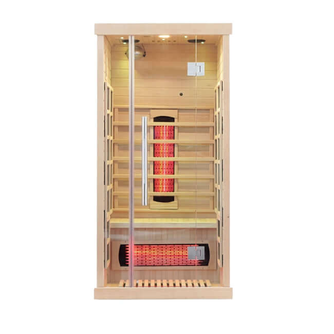 Product Description 01.Introduction Far-infrared sauna room is a new generation of sauna equipment heated byfull spectrum and carbon panel, with wooden sauna house as the carrier. The heating plate is inlaid around the sauna room, the heating is even and