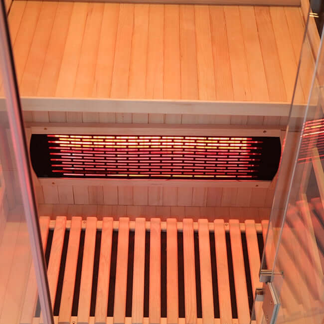 Product Description 01.Introduction Far-infrared sauna room is a new generation of sauna equipment heated byfull spectrum and carbon panel, with wooden sauna house as the carrier. The heating plate is inlaid around the sauna room, the heating is even and