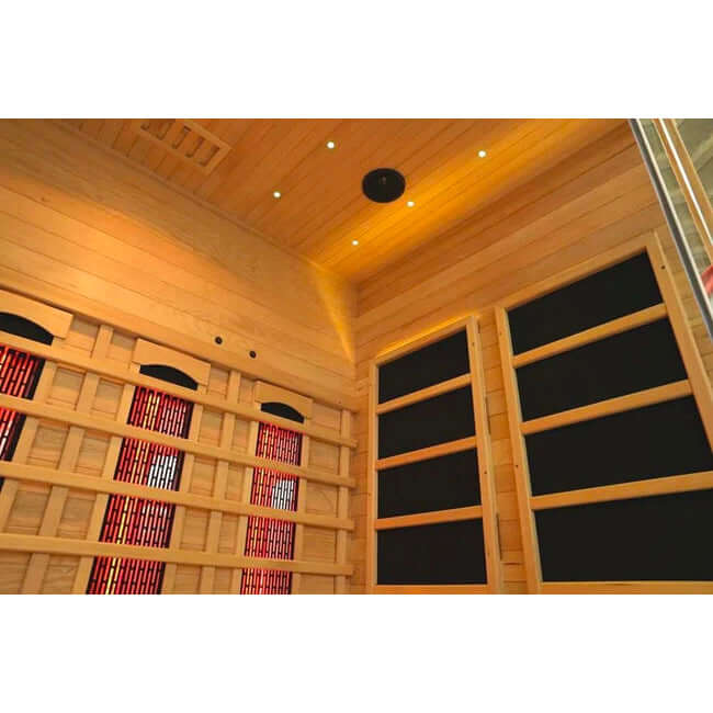 Product Description 01.Introduction Far-infrared sauna room is a new generation of sauna equipment heated byfull spectrum and carbon panel, with wooden sauna house as the carrier. The heating plate is inlaid around the sauna room, the heating is even and
