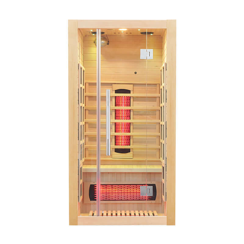 Product Description 01.Introduction Far-infrared sauna room is a new generation of sauna equipment heated byfull spectrum and carbon panel, with wooden sauna house as the carrier. The heating plate is inlaid around the sauna room, the heating is even and