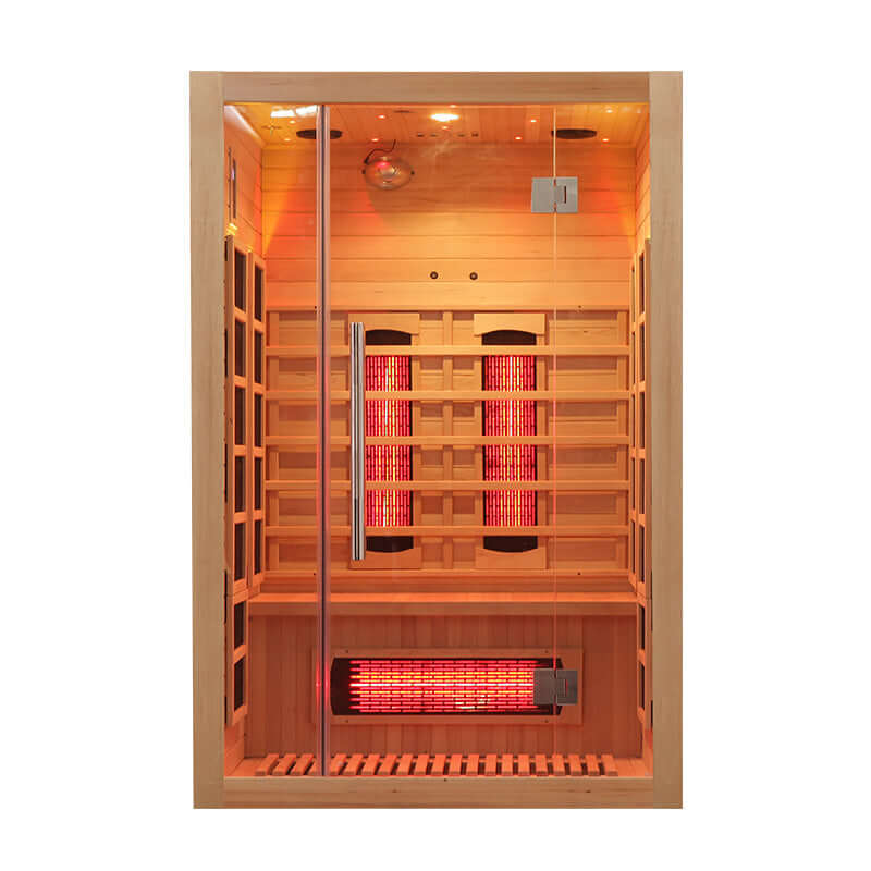 Product Description 01.Introduction Far-infrared sauna room is a new generation of sauna equipment heated byfull spectrum and carbon panel, with wooden sauna house as the carrier. The heating plate is inlaid around the sauna room, the heating is even and